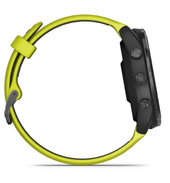 Garmin Forerunner® 965 Carbon Grey DLC Titanium Bezel with Black Case and Amp Yellow/Black Silicone Band