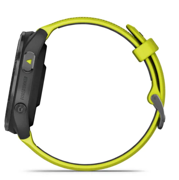 Garmin Forerunner® 965 Carbon Grey DLC Titanium Bezel with Black Case and Amp Yellow/Black Silicone Band