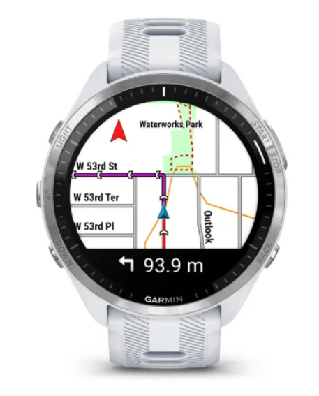 Garmin Forerunner® 965 Titanium Bezel with Whitestone Case and Whitestone/Powder Grey Silicone Band