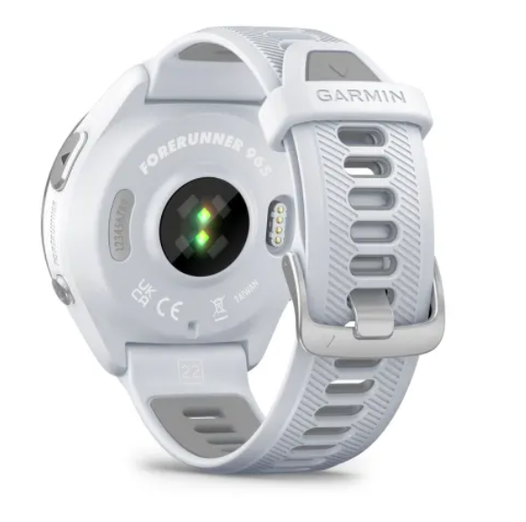 Garmin Forerunner® 965 Titanium Bezel with Whitestone Case and Whitestone/Powder Grey Silicone Band