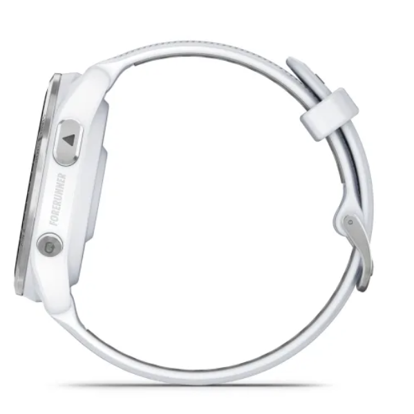 Garmin Forerunner® 965 Titanium Bezel with Whitestone Case and Whitestone/Powder Grey Silicone Band