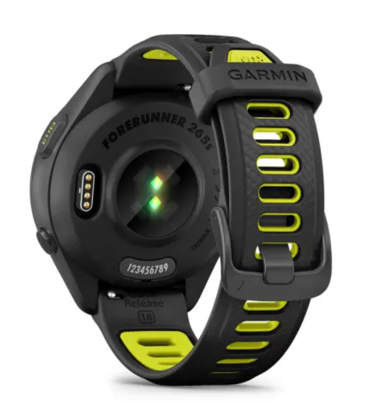 Garmin Forerunner® 265S (42mm) Black Bezel and Case with Black/Amp Yellow Silicone Band