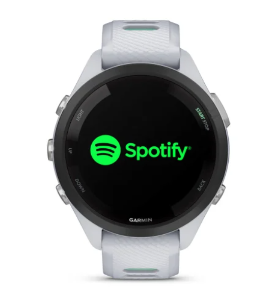 Garmin Forerunner® 265S (42mm) Black Bezel with Whitestone Case and Whitestone/Neo Tropic Silicone Band