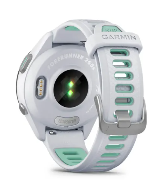 Garmin Forerunner® 265S (42mm) Black Bezel with Whitestone Case and Whitestone/Neo Tropic Silicone Band