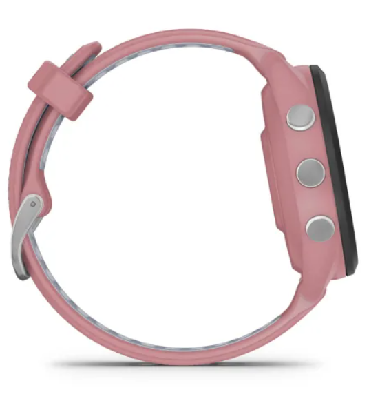 Garmin Forerunner® 265S (42mm) Black Bezel with Light Pink Case and Light Pink/Powder Grey Silicone Band