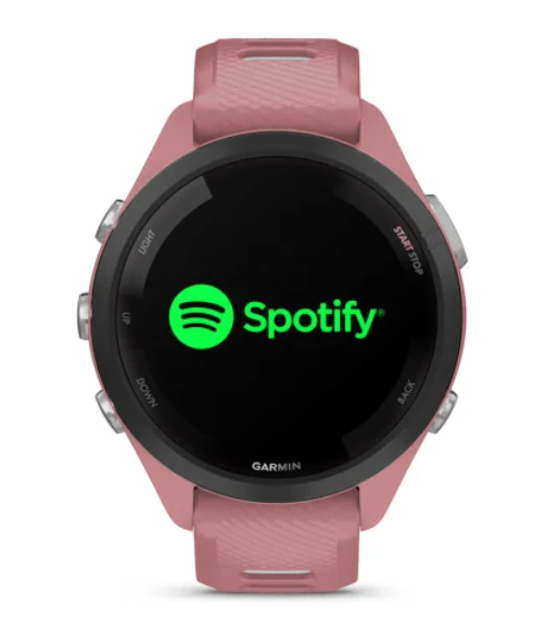Garmin Forerunner® 265S (42mm) Black Bezel with Light Pink Case and Light Pink/Powder Grey Silicone Band