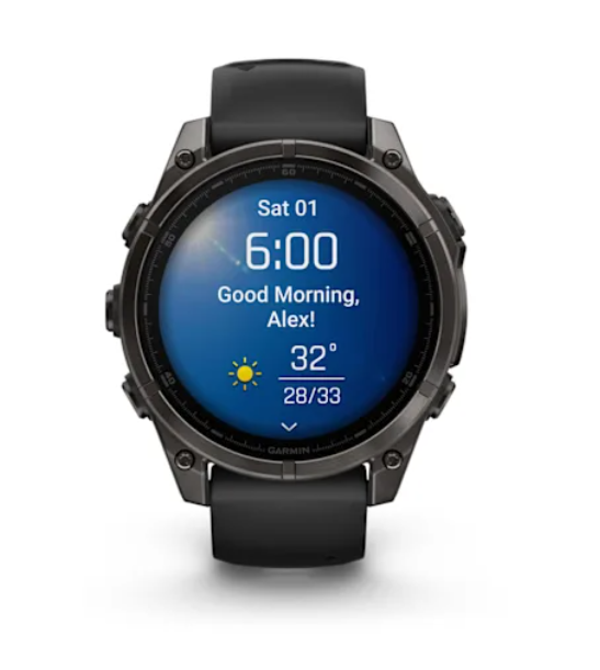 Garmin fēnix® 8 (47 mm), AMOLED Sapphire, Carbon grey DLC titanium with Black/pebble grey silicone band