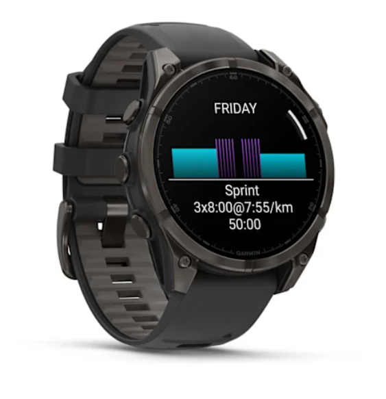Garmin fēnix® 8 (47 mm), AMOLED Sapphire, Carbon grey DLC titanium with Black/pebble grey silicone band