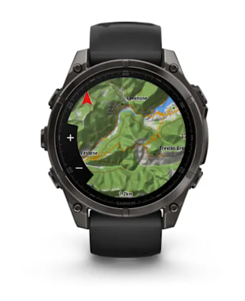 Garmin fēnix® 8 (47 mm), AMOLED Sapphire, Carbon grey DLC titanium with Black/pebble grey silicone band