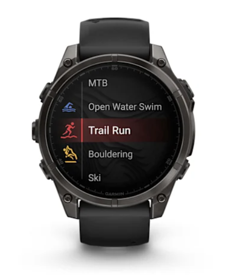 Garmin fēnix® 8 (47 mm), AMOLED Sapphire, Carbon grey DLC titanium with Black/pebble grey silicone band