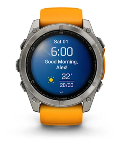 Garmin fēnix® 8 (51 mm), AMOLED Sapphire, Titanium with Spark orange/graphite silicone band