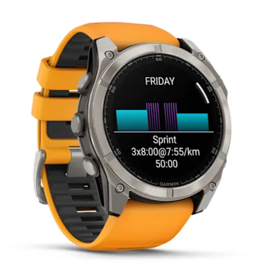 Garmin fēnix® 8 (51 mm), AMOLED Sapphire, Titanium with Spark orange/graphite silicone band