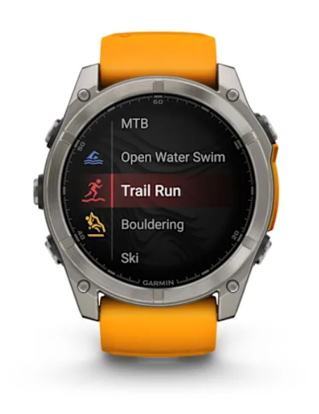 Garmin fēnix® 8 (51 mm), AMOLED Sapphire, Titanium with Spark orange/graphite silicone band