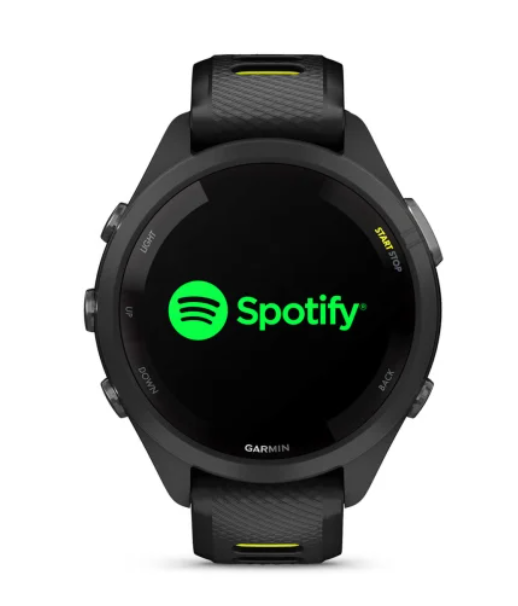 Garmin Forerunner® 265S (42mm) Black Bezel and Case with Black/Amp Yellow Silicone Band