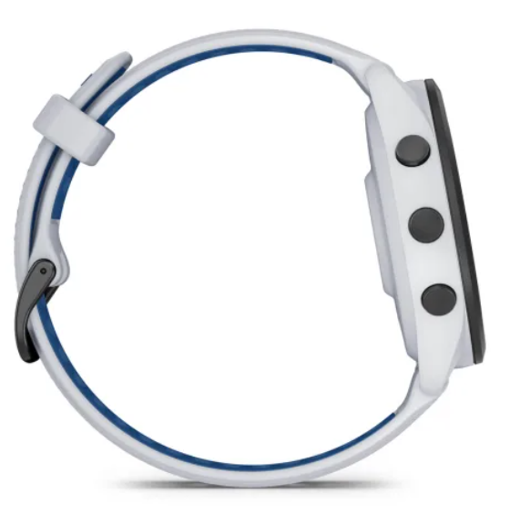 Garmin Forerunner® 265 (46mm) Black Bezel with Whitestone Case and Whitestone/Tidal Blue Silicone Band