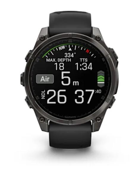 Garmin fēnix® 8 (47 mm), AMOLED Sapphire, Carbon grey DLC titanium with Black/pebble grey silicone band
